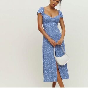 Reformation Baxley blue midi dress size 10